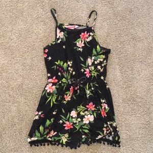 Girls black floral romper.
